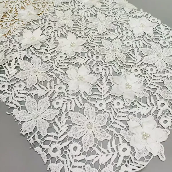 3D kvetinová čipka Guipure Tkanina perly Voda Rolovateľná šnúra vyšíva Lace Lace Lace Lace Lace