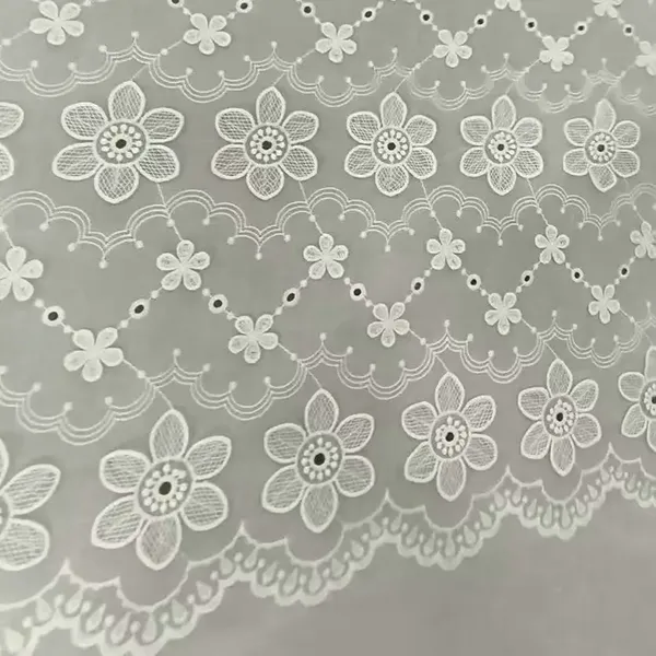 Biela bavlnená čipka vyšívacie očné látky pre šaty